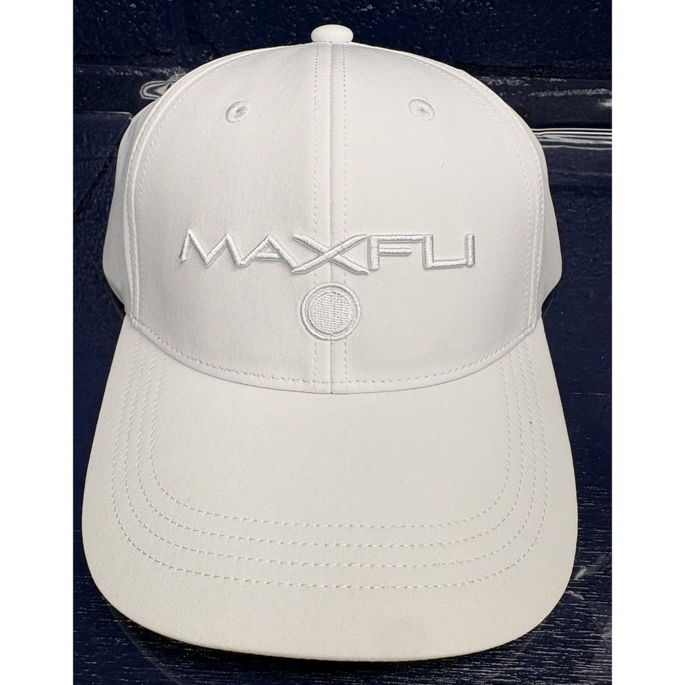Maxfli Tour Men's Tech Cap White 3D Logo Golf Hat Strap Back OSFM New